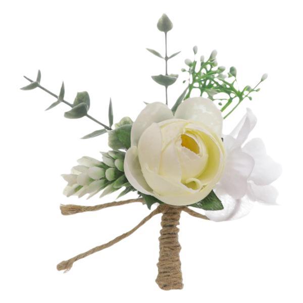 花婿付け添人のパーティーのための手作りの結婚式のコサージュブーケ