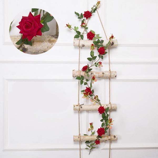 公式 6フィートの人工花シルクローズリーフガーランドつる家の結婚式の庭の装飾