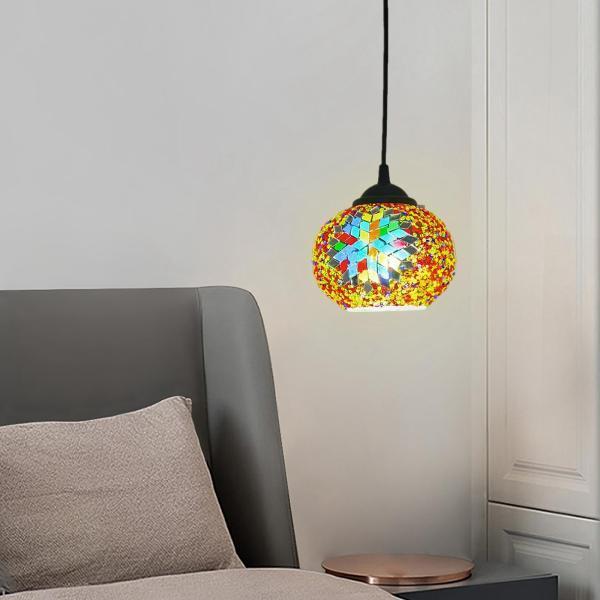 家の装飾のためのモザイクトルコのペンダントランプ照明手作りの色ガラス｜stk-shop｜10