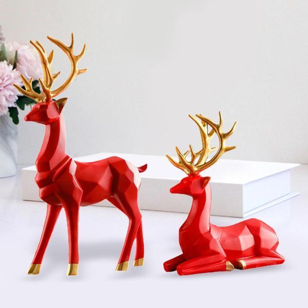 北欧スタイルの折り紙エルクの装飾樹脂座る鹿の像、トナカイの置物リビングルームのテレビキャビネットの装飾品