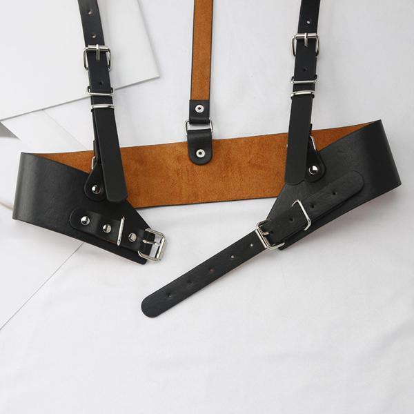 PUレザーレディースウエストハーネスベルトアンダーバストコルセット