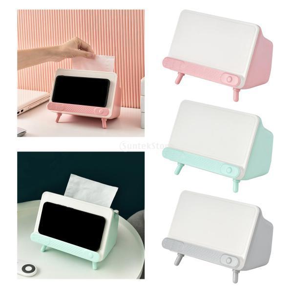 ティッシュケース テレビ型 スマホホルダー 北欧 多機能 インテリア
