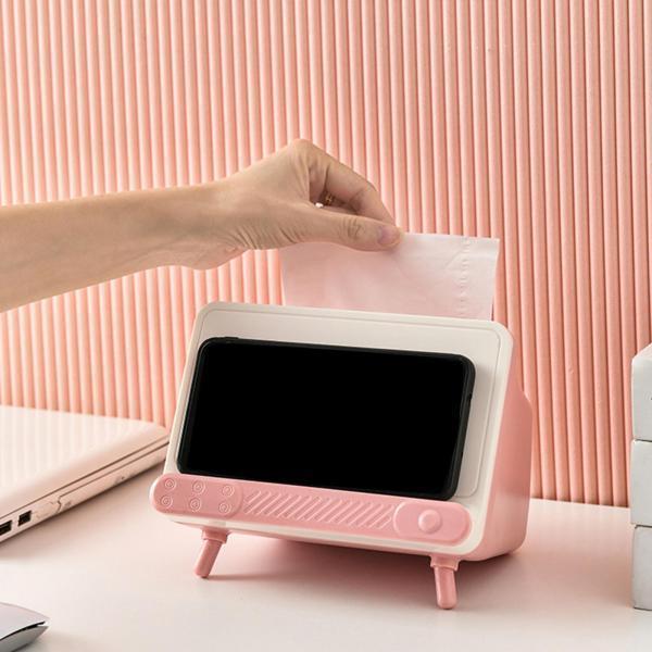 Shunページ　スマホスタンド1点　ティッシュボックス3点　オーダー品 ティッシュケース テレビ型 スマホホルダー 北欧 多機能 インテリア