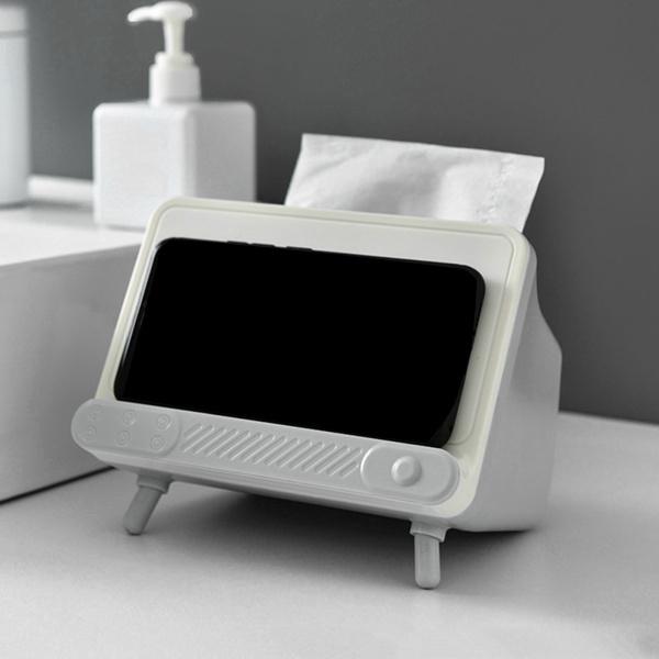 ティッシュケース テレビ型 スマホホルダー 北欧 多機能 インテリア