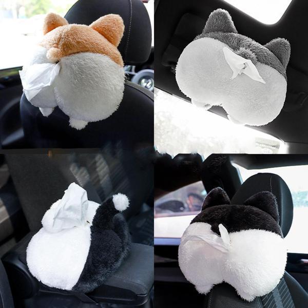 ティッシュケース 車 ティッシュカバー かわいい 車載 犬 ワンチャン ヘッドレスト ティッシュボックス 車用 ぬいぐるみ アニマル コーギーのお尻 ふわふわ|stk-shop|13