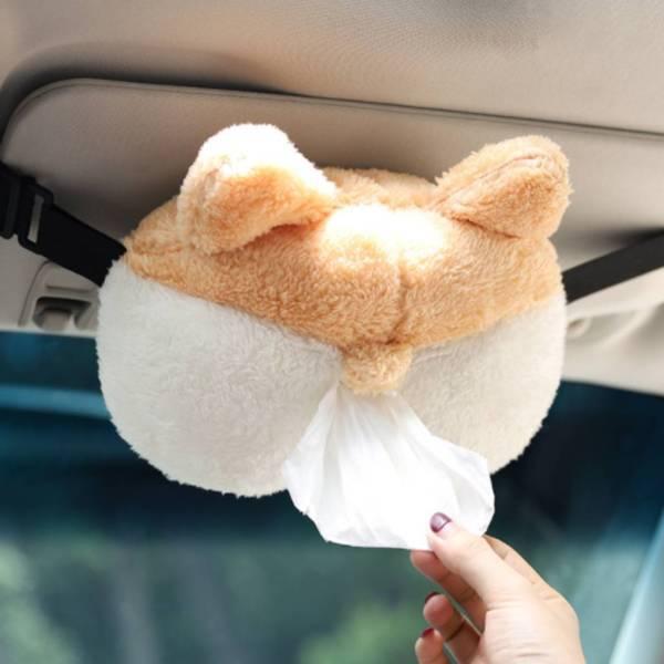ティッシュケース 車 ティッシュカバー かわいい 車載 犬 ワンチャン ヘッドレスト ティッシュボックス 車用 ぬいぐるみ アニマル コーギーのお尻 ふわふわ|stk-shop|05