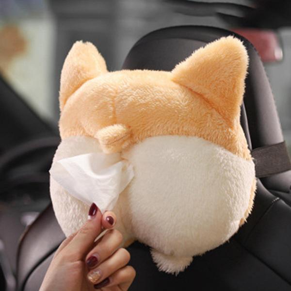 ティッシュケース 車 ティッシュカバー かわいい 車載 犬 ワンチャン ヘッドレスト ティッシュボックス 車用 ぬいぐるみ アニマル コーギーのお尻 ふわふわ|stk-shop|07
