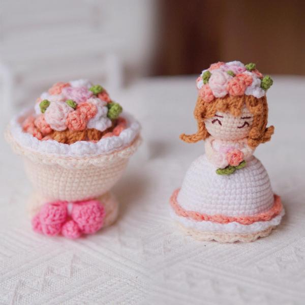 妻の女の子の男の子の女性のためのDIYのかぎ針編みのぬいぐるみの花嫁