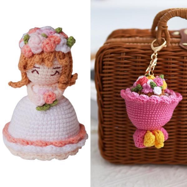 妻の女の子の男の子の女性のためのDIYのかぎ針編みのぬいぐるみの花嫁