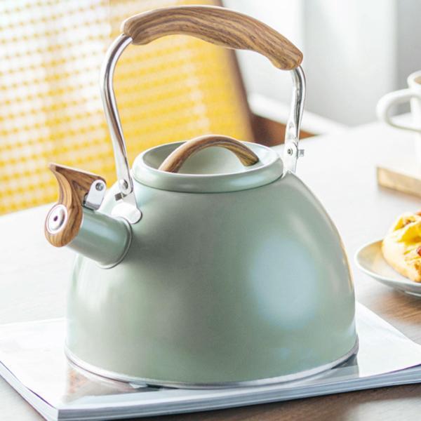 ホイッスル ケトル 木製ハンドル付き ティーポット 沸騰 コーヒー用