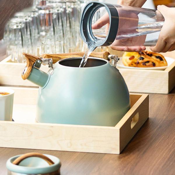 ホイッスル ケトル 木製ハンドル付き ティーポット 沸騰 コーヒー用