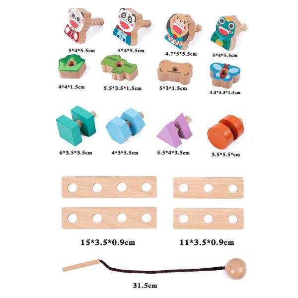 幼児の就学前のための木製のねじナットのおもちゃのねじ建物セットの形の選別機｜stk-shop｜09