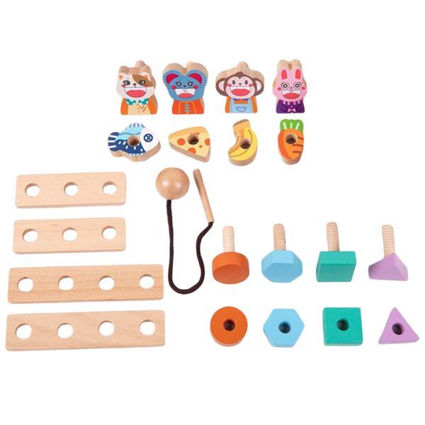 幼児の就学前のための木製のねじナットのおもちゃのねじ建物セットの形の選別機｜stk-shop｜10