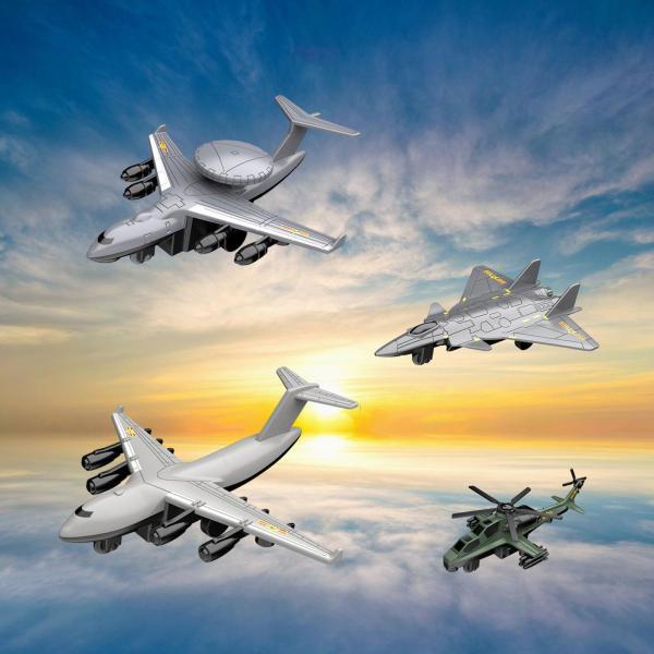 ダイキャス製 飛行機 戦闘機まとめ売り 4x 合金ダイキャストメタルジェット飛行機プルバックメカニズム