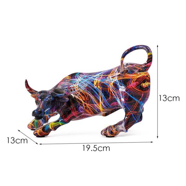 アート作品　置物 シンプルな樹脂製雄牛の置物 風水 カラフルなアートクラフト