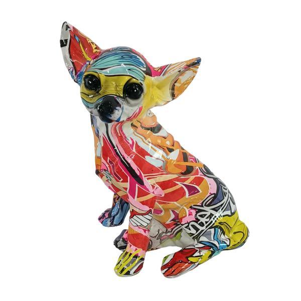 犬の彫刻 犬の置物 家の装飾 樹脂工芸 モダンなチワワの落書き 塗装された像 動物の像 デスクトップ 本棚 部屋 オフィス用｜stk-shop｜04