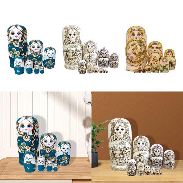 木製ロシア入れ子人形マトリョーシカ人形テーブルオフィスギフト