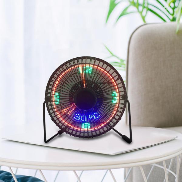 LED USB タイムクロックファン ミニポータブルファン リアルタイム