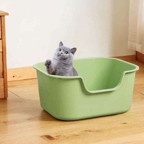 オープントップ猫トイレ 猫トイレ 耐久性のある猫用便器 飛沫防止 ハイ 