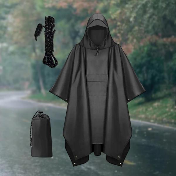 フード付きレインポンチョ 大人用 ポンチョ マント 再利用可能 長袖