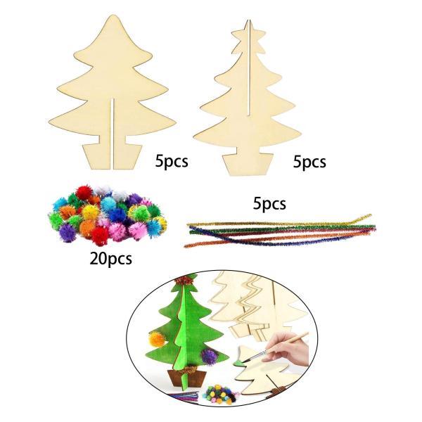 クリスマスツリー ウッドスライス ペイントセット 木製クリスマスツリーオーナメント DIY  パーティーの記念品 フェスティバ｜stk-shop｜05