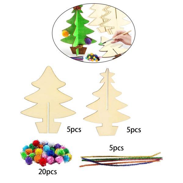 クリスマスツリー ウッドスライス ペイントセット 木製クリスマスツリーオーナメント DIY  パーティーの記念品 フェスティバ｜stk-shop｜06