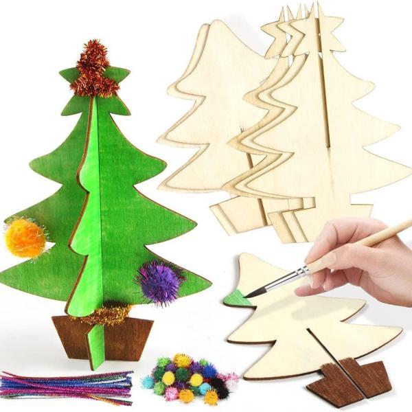 クリスマスツリー ウッドスライス ペイントセット 木製クリスマスツリーオーナメント DIY  パーティーの記念品 フェスティバ｜stk-shop｜10