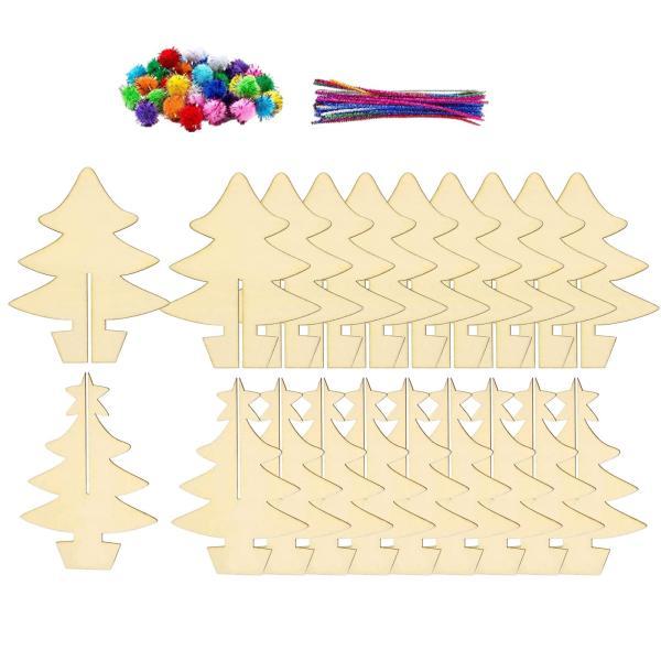 クリスマスツリー ウッドスライス ペイントセット 木製クリスマスツリーオーナメント DIY  パーティーの記念品 フェスティバ｜stk-shop｜11