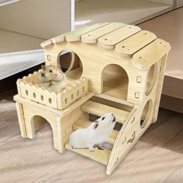 木製ハムスターハウス、洗えるハムスター隠れ家小屋、ハムスターアレ