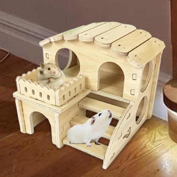 木製ハムスターハウス、洗えるハムスター隠れ家小屋、ハムスターアレ