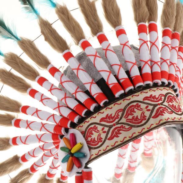 【海外 フェザーヘッドドレスアメリカンチーフインディアンネイティブハットかぶと女性と女の子の帽子ヘッドバンドフェスティバルパーティーマルディグラ用