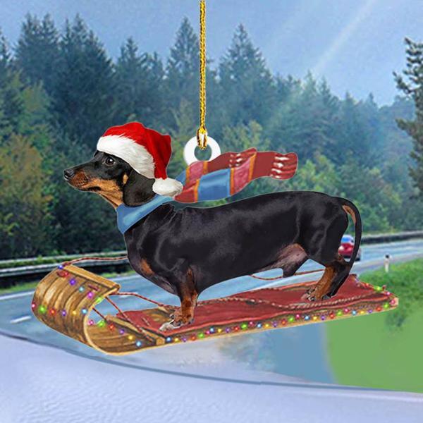 ダックスフント犬クリスマスツリーオーナメント吊り看板フェスティバル