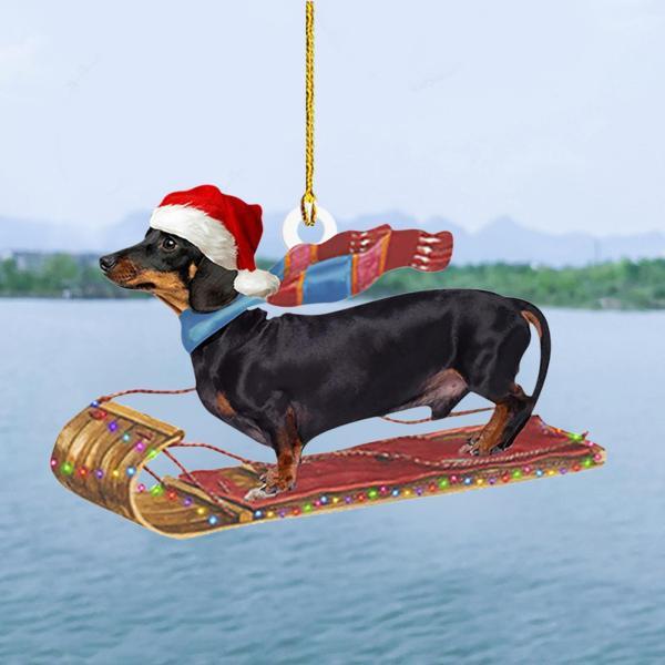 ダックスフント犬クリスマスツリーオーナメント吊り看板フェスティバル