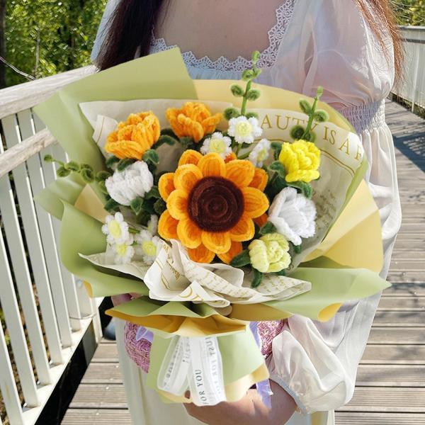 DIY ぬいぐるみシミュレーションかぎ針編みの花の花束 素材ラップ