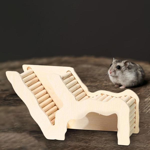 ハムスターの隠れ家クライミングブリッジ木製小動物ケージ装飾アレチ 