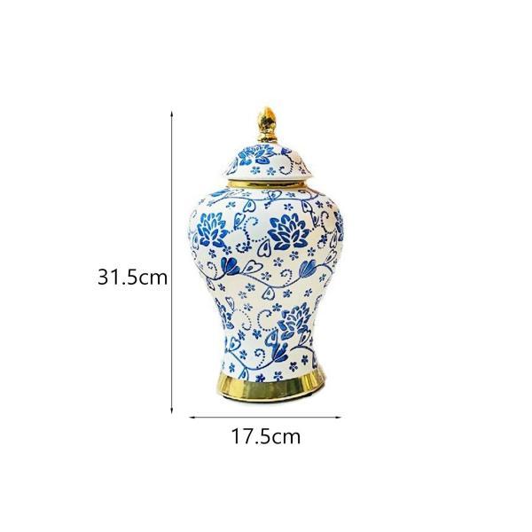 青と白の磁器ジンジャージャー収納瓶工芸品シノワズリ装飾花瓶卓上飾り