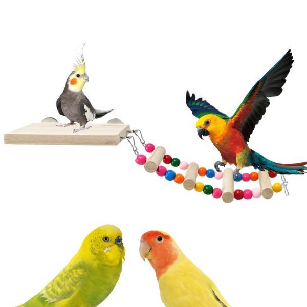 木製鳥かごスタンドおもちゃ、鳥オウム用ラダーブリッジおもちゃ、インコ用オウムプレイスタンド、小型から中型の鳥、九官鳥｜stk-shop｜12