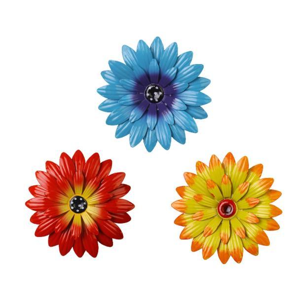 金属製の花の壁飾り 花柄の壁アート 鉄製 直径7.87インチ 3D吊り