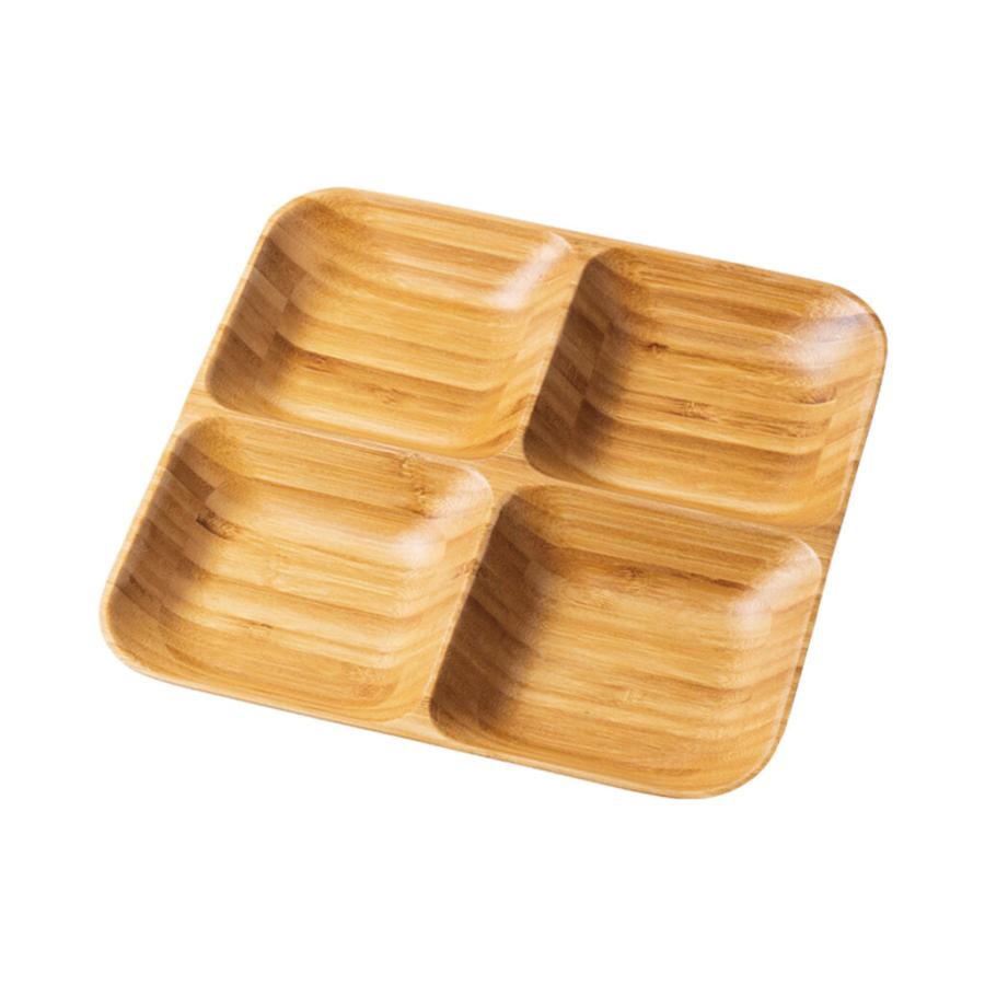 木製食器 4マスプレート ECL-34-1 / シンビ 食器 木製食器 皿 プレート 仕切り皿 食洗機可 ハンドメイド | 