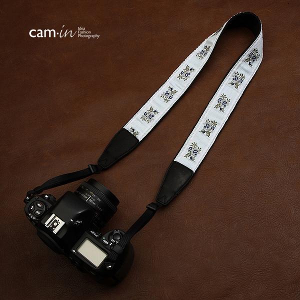 カメラストラップ コットン マルチカラー 白系 アジアン cam-in カムイン CAM7531 :cam7531:焦点工房!店 通販 カメラストラップ 刺繍 シリーズ 汎用型 コットン CAM7531