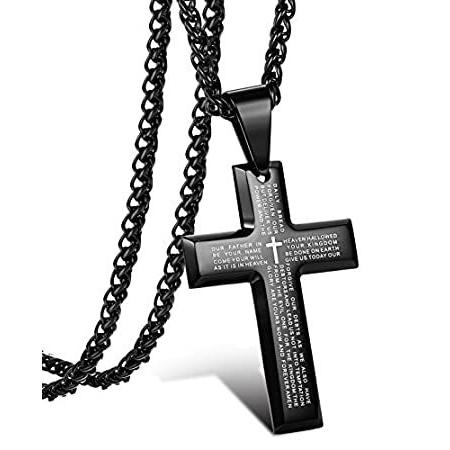 認定ディーラー 特別価格 Jstyle ステンレススチール ブラック クロス ペンダント ネックレス メンズ 主の祈り ネックレス ヘビーウィートチェーン 22 24 30イン 在庫有 Www Superavila Com