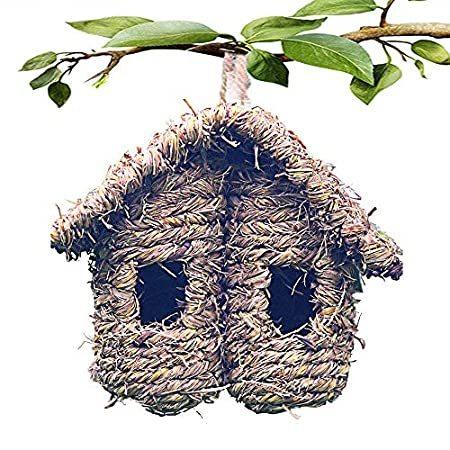 特別価格 Bird Nest Grass Bird Hut Outdoor Hanging Birdhouse Canaries Nest Chickadee ハンモック