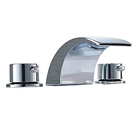 当店在庫してます！ 特別価格　Aquafaucet 8 – 16インチWaterfall Widespreadバスルームシンク蛇口2ハンドル3穴クロームno LEDライト シャワー、バス水栓