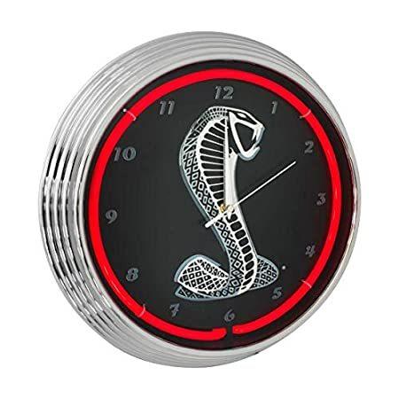 Red Cobra Mustang Industries Oval 特別価格Blue Neon 15-Inch好評販売中 Clock, Wall 掛け時計、壁掛け時計 【メーカー再生品】