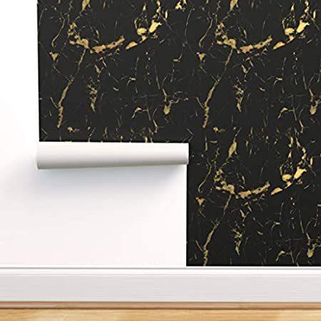 予約販売 Marble Wallpaper Removable Stick And Peel 特別価格 Spoonflower Gold Tex Stone Black ウォールステッカー Www 11thspace Com