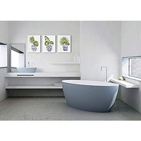 気質アップ 特別価格deeiyuer 壁アート キャンバス画 緑の熱帯植物 青と白 中国磁器 浴室用 モダンな植物油画 ヤシの木の葉 農家用 36 X 16インチ 3点好評販売中 最新人気 Lisgis Net