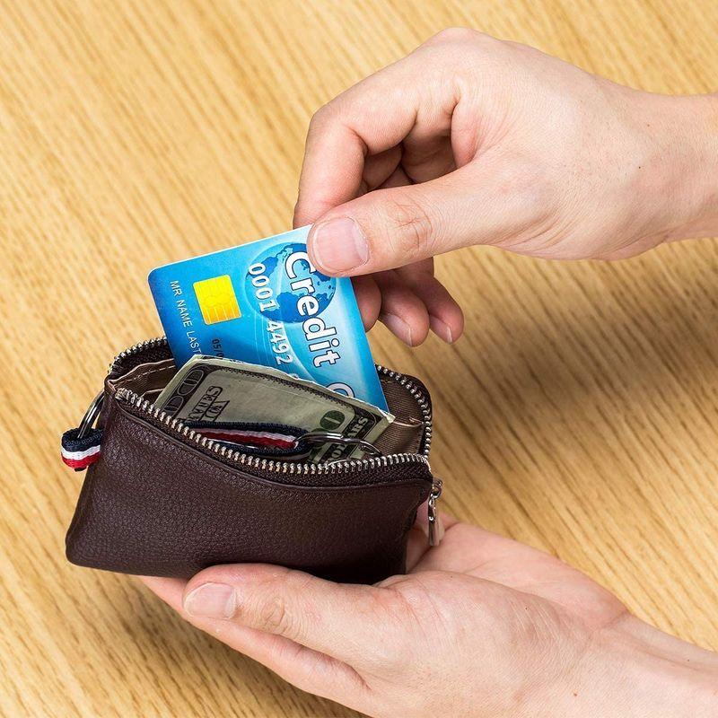 贈り物 バッグ Imeetuミニ財布 小銭入れ メンズ 本革 薄型小銭入れ カード入れ キーホルダー付き 持ち込み シンプル おしゃれ プレゼント コーヒー Www Threeriversofs Com