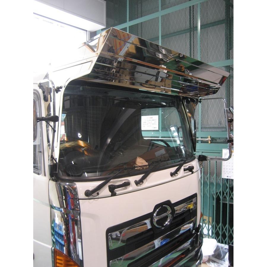 カスタムトラックフロントバイザー&ミラーステー 日野大型 グランドプロフィア 標準ルーフ ミラー格納式フロント