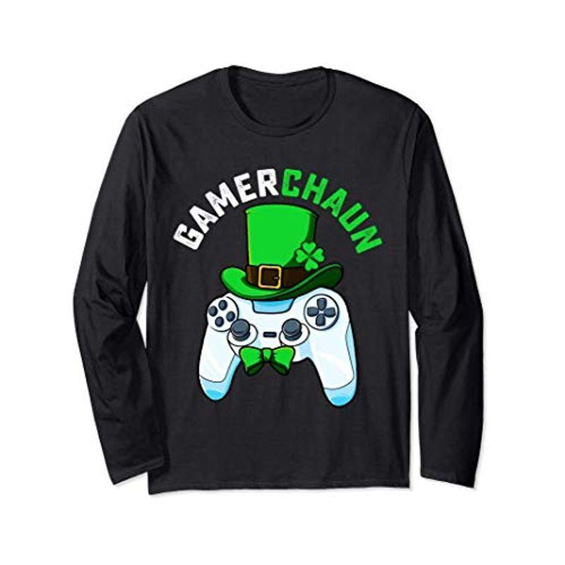 豪華で新しい ビデオゲームレプラコーンセントパトリックス日ゲームキッズ男の子ゲーマー 長袖Tシャツ Tシャツ