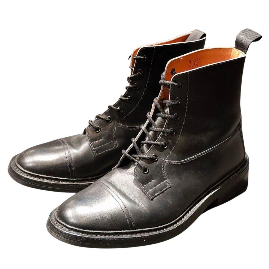 トリッカーズ レザーブーツ イミテーションキャップトゥ ブラック